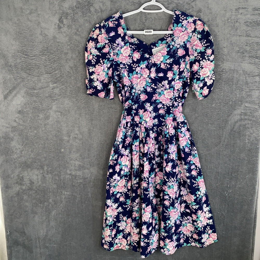 80's Puffed Sleeve Drop Waist Floral Cottagecore Dress Size 11 Kimmy Schmidt